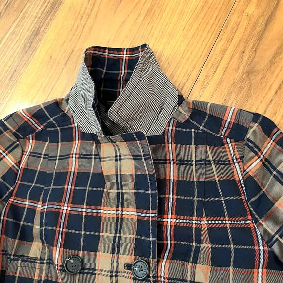 Tommy Hilfiger Plaid Jacket Size M Blazer Peacoat Double Breasted Lightweight - Picture 4 of 14